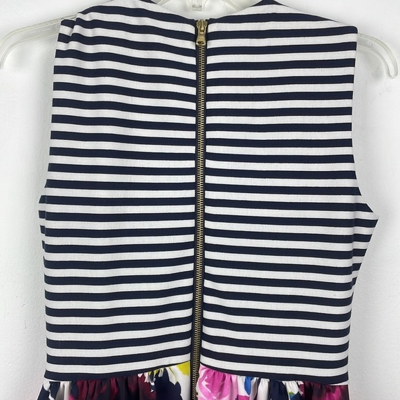Just…Taylor Navy Striped and Pink Green Floral Gold Zip back Dress Size 4 - Picture 9 of 10